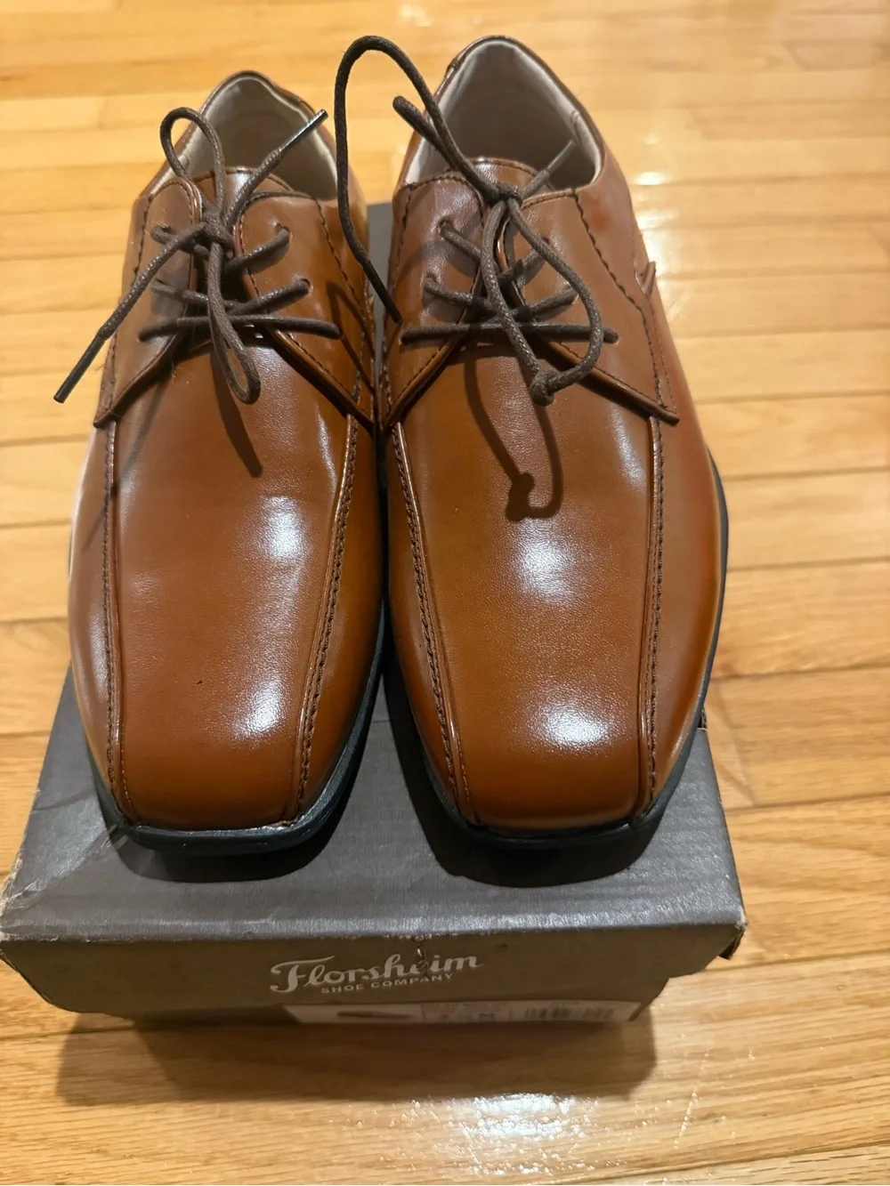 Florsheim Rolan Bike Ox Cognac Tan Leather Lace-Up Derby Shoes Size 4.5